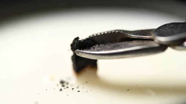 Macro Video of Trimming a Burnt Candle Wick with Pliers
