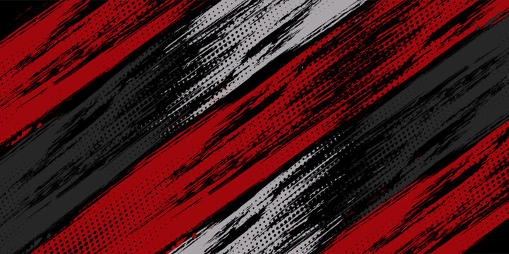 Glitch distorted grunge background. Noise destroyed texture. Red halftone dots blue color pattern gradient grunge texture background.