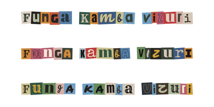 Funga kamba vizuri. Swahili phrase in ransom note style cut out letters collage typography design
