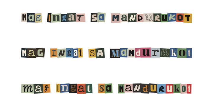 Mag ingat sa mandurukot. Beware of pickpockets Tagalog warning sign in ransom note style cut out letters