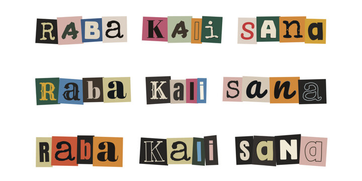 RABA KALI SANA. Ransom note style typography with Swahili text, cutout letters, and colorful paper collage design