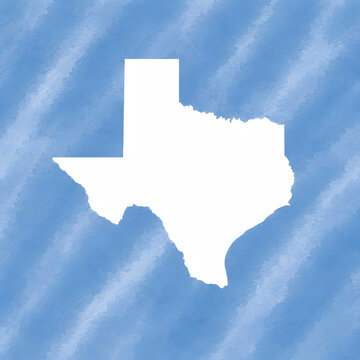 Texas USA state map silhouette on blue watercolor background