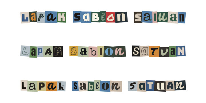 Lapak Sablon Satuan ransom note style typography, custom screen printing shop text design for apparel business