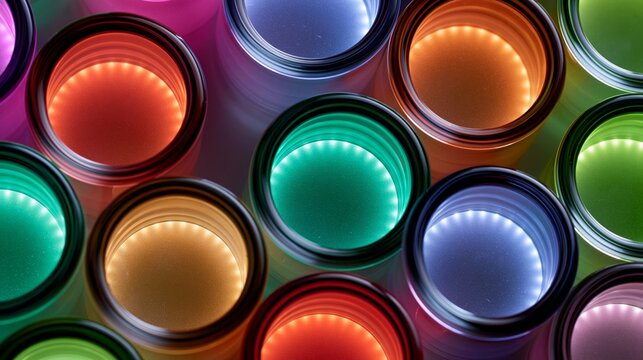 circular led glass lights with vibrant neon gradient pattern