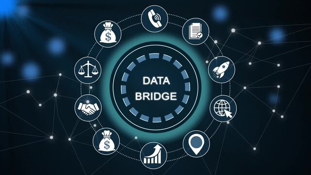 Data bridge network connection animation loop futuristic digital transfer technology digital connection