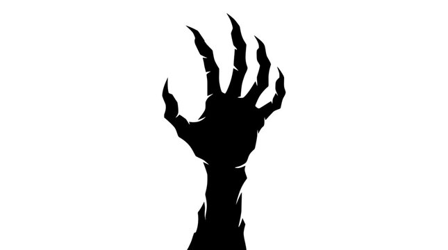 Scary Zombie Hand Reaching Up Black Silhouette