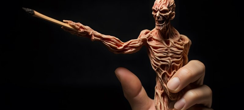 ifrit undead shaped matchstick carving,generative AI