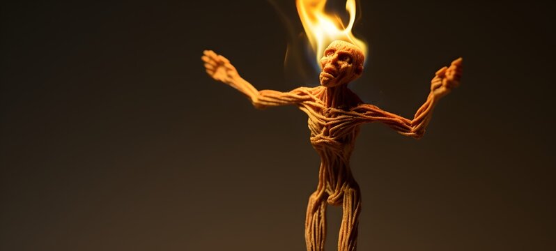 ifrit undead shaped matchstick carving,generative AI