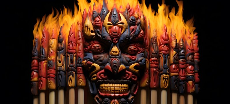 ifrit undead shaped matchstick carving,generative AI