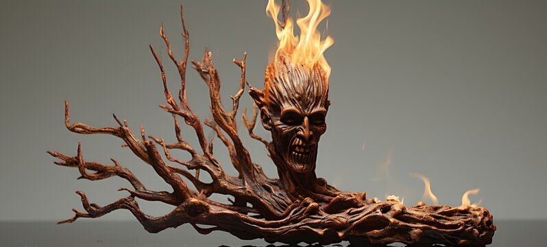 ifrit undead shaped matchstick carving,generative AI