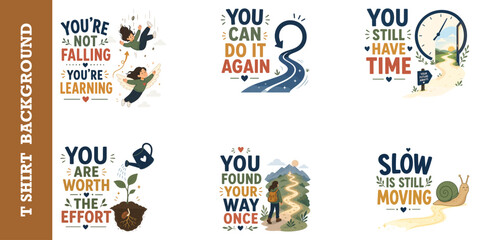 Inspirational quotes collection with nature illustrations and motivational typography art. © jubayer95
