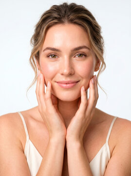 Female beauty portrait with healthy skin and natural smile