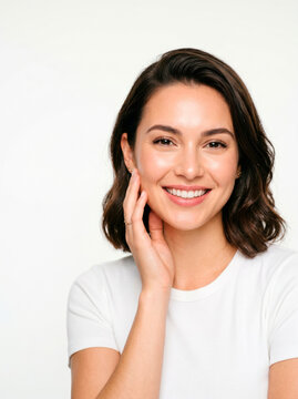 Female beauty portrait with healthy skin and natural smile