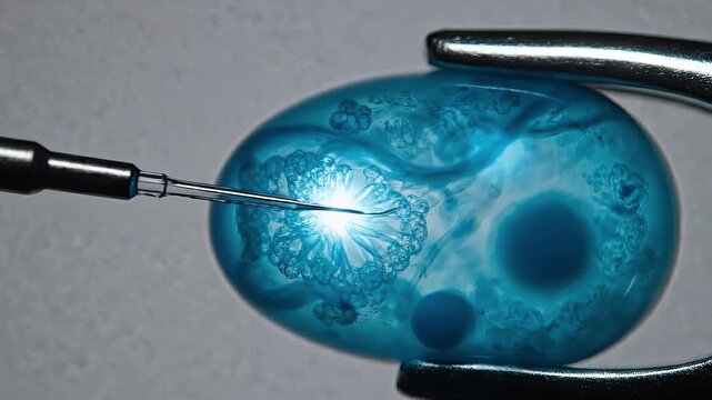Scientific Lab Micromanipulation of Human Egg Cell for Fertility Treatment
