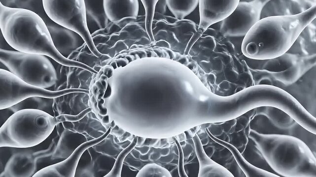 Cinematic 3D Animation of the Fertilization Process in a Biological Environment
