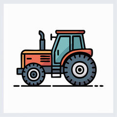 Naklejka premium Colorful orange tractor illustration with large wheels and cabin, perfect for agricultural