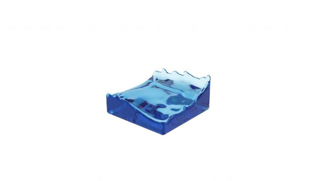 Blue water splashing in closed invisible cube shape