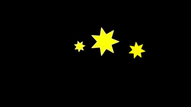 Minimalist yellow shooting star animation on black background. Simple comet motion graphic representing speed, goals, or celestial events.