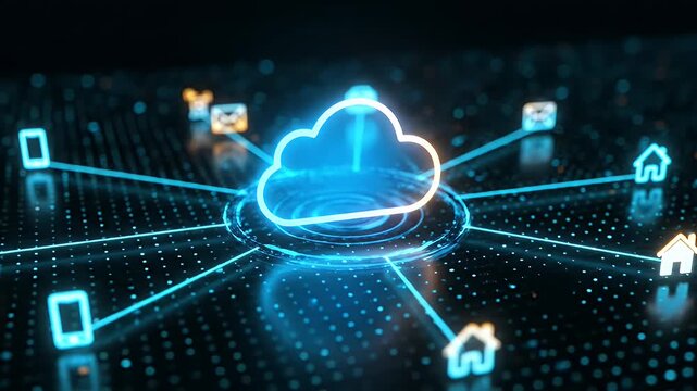 cloud computing network connecting smart home and mobile devices on digital platform