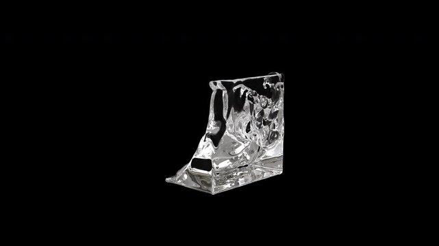 Clear water splashing around in closed invisible cube shape