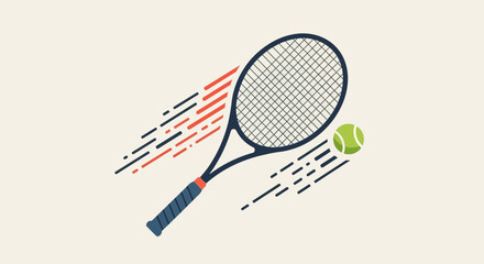 Tennis racket hitting a ball with motion lines © Azrha