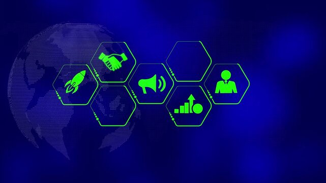 Digital skills training animation with glowing and progress bar on dark background, animated glowing progress bar