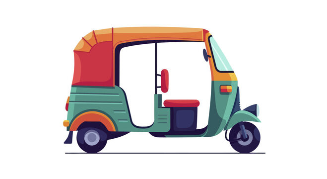 Colorful Auto Rickshaw Vehicle Illustration.