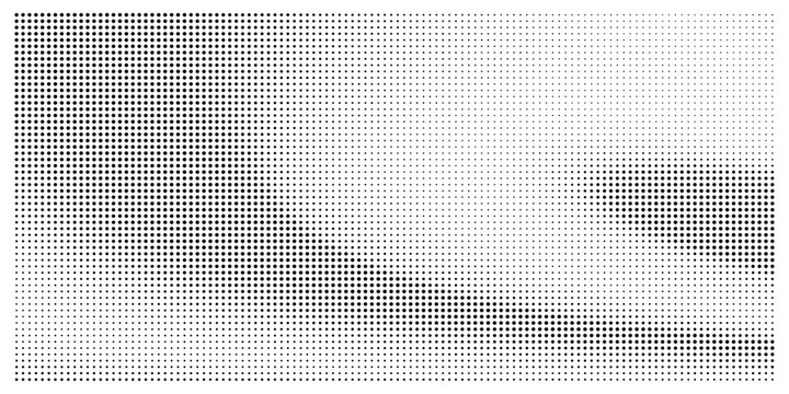 Abstract monochrome halftone dot grid with gradual fade to white texture background, pop art