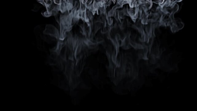 Thin wispy smoke falling slowly from the top of the frame