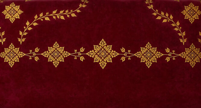 Traditional Thai pattern on red background.