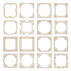 Obraz premium Elegant golden frame collection vector, decorative ornamental borders illustration, luxury vintage templates, floral geometric outline design elements set