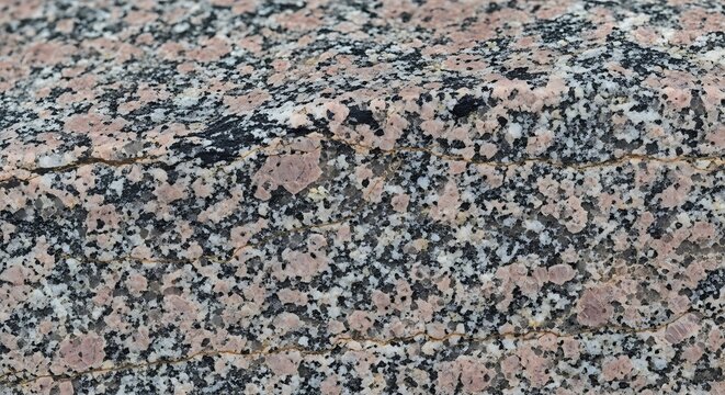 Close-up texture of pink and gray granite with visible mineral grains and fine cracks