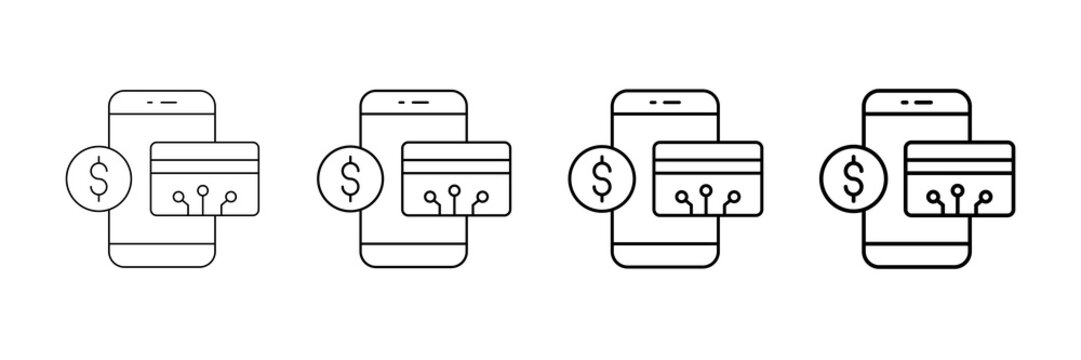 Embedded Payment Icons Vector Set In Different Stroke Line Style