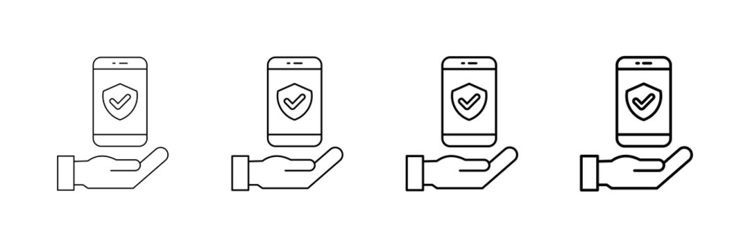 Embedded Insurance Icons Vector Set In Different Stroke Line Style