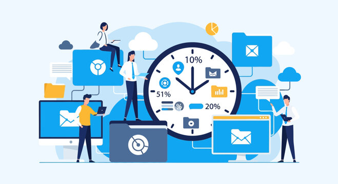 Business digitization concept with enterprise data insights driving productivity