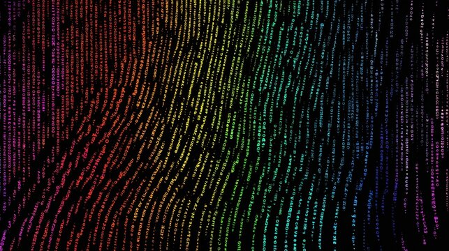 Colorful Digital Wave of Binary Code on Black Background for Technology and Data Science Concepts and Ideas