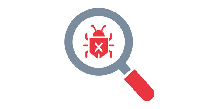 Bug Magnifying Glass Icon Security.