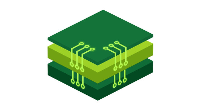 Green Electronic Microchip Component.