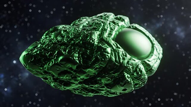 Mysterious Alien Asteroid with Glowing Eye in Deep Space.