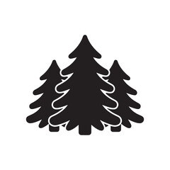 Obraz premium Three stylized evergreen trees silhouette illustration