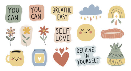 Positive Affirmation Stickers for Self-Care and Motivation. © MR.HAY