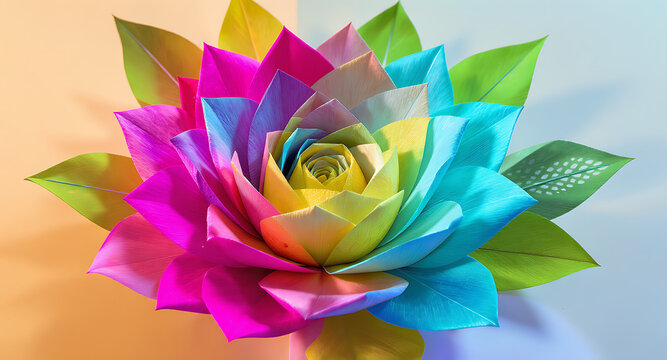 Vibrant Rainbow Lotus Flower.