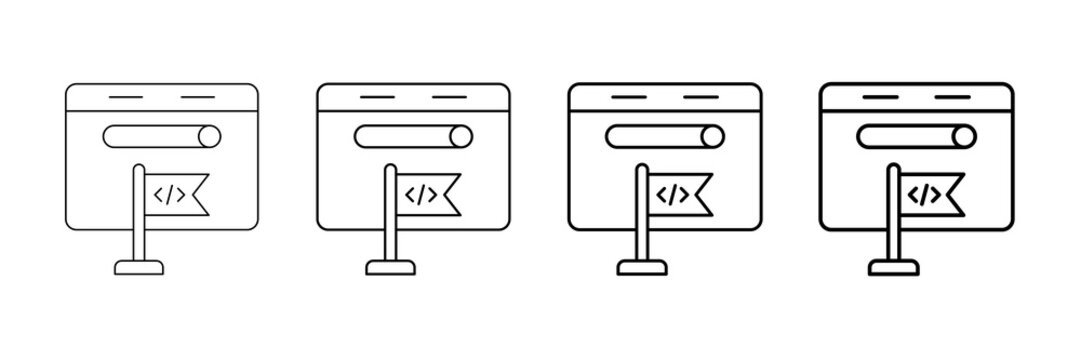 Feature Flag Icons Vector Set In Different Stroke Line Style