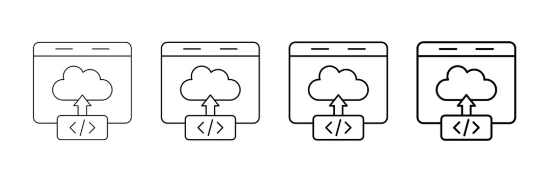 Deployment Tool Icons Vector Set In Different Stroke Line Style