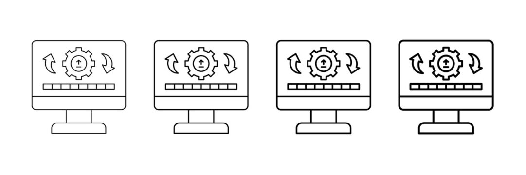 Update Manager Icons Vector Set In Different Stroke Line Style
