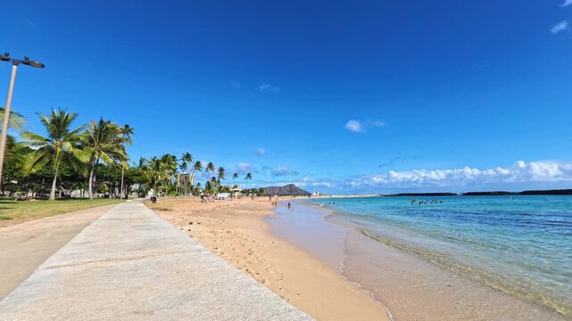 Beautiful scene at Ala Moana Regional Park Honolulu Hawaii