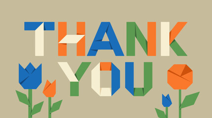 Obraz premium Origami Paper Fold Thank You Creative Design