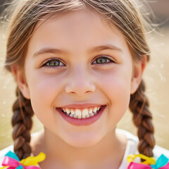 Fototapeta premium Portrait of a smiling girl with braids