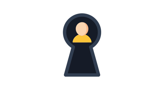 Keyhole Person Silhouette Icon.