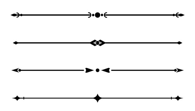 Set of Vintage decorative lines. text dividers. Line border. Lines separators, Borders, Vintage dividers, Underline elements. Vector illustration